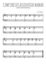 Téléchargez l'arrangement pour piano de la partition de Traditionnel-Comptine-des-bisous-pour-maman en PDF